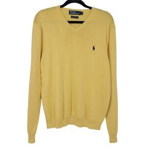 Polo By Ralph Lauren Men's 100% Pima Cotton Pullover Yellow Sweater Size Large